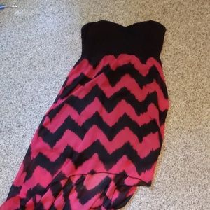 Black and Hot Pink party strapless dress